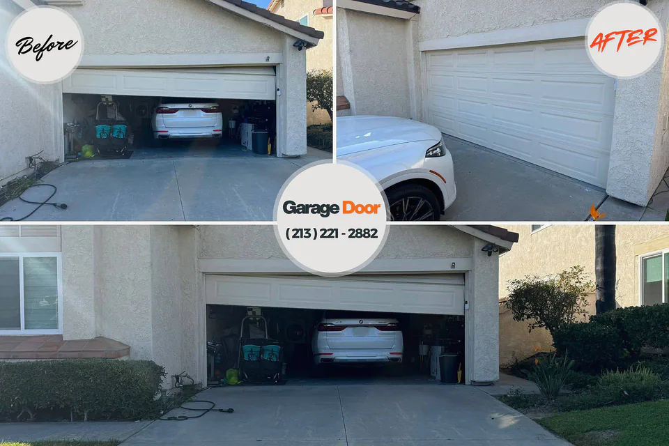 Before and after: garage door repair Kemmerer, WY